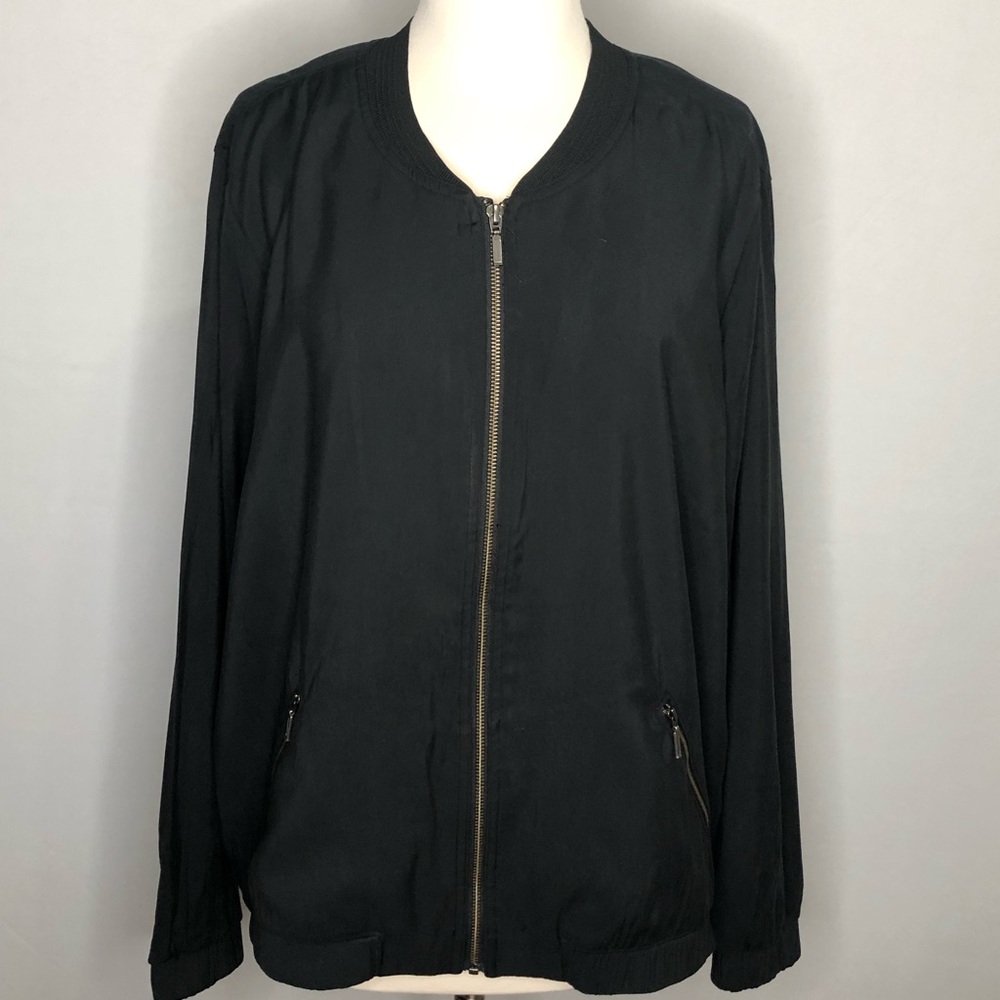 Sejour Black Zip Up Lightweight Bomber Jacket